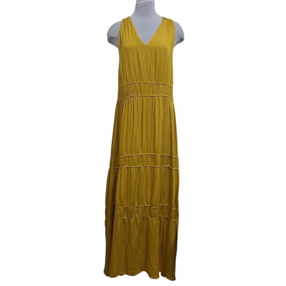 Anthropologie Dolan Goldenrod Boho Tiered Sleeveless Maxi Dress Yellow Mustard M